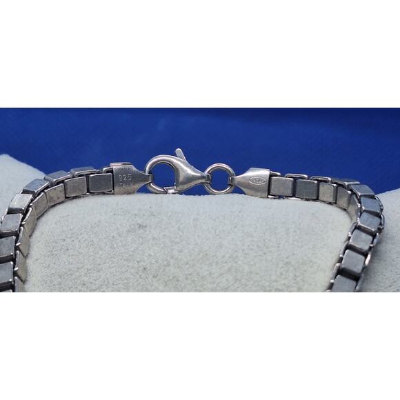 925 Sterling Silver 4.5 mm Heavy Box Chain Bracelet- Nickel Free- Italy- 8" - Picture 4 of 5